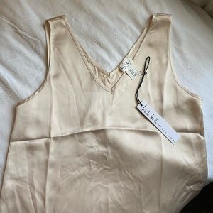 NWT Nicole Miller small satin tank. Champagne color